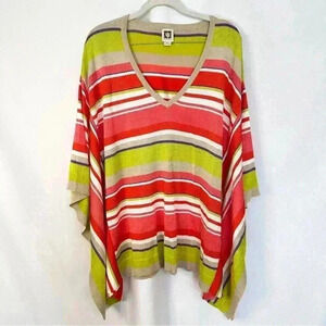 Anne Klein Top Blouse Poncho Style Striped Multicolored Womens Size XL